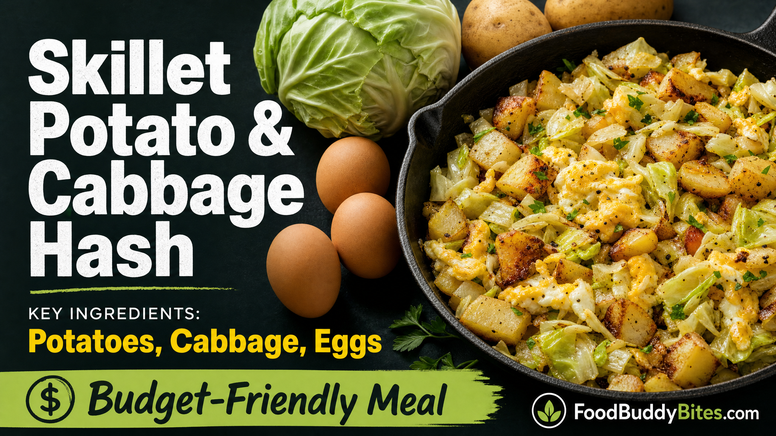 Skillet Potato & Cabbage Hash with Fried Egg