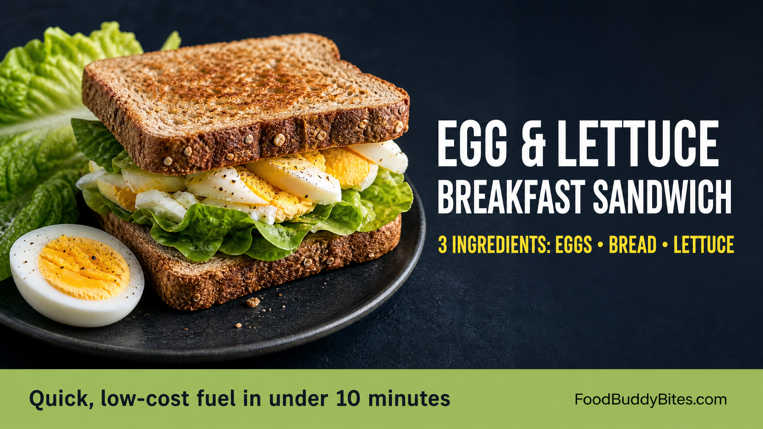 Egg & Lettuce Breakfast Sandwich recipe graphic